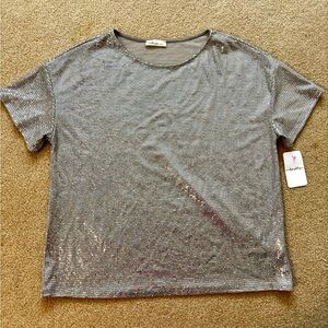 Millibon Silver Short Sleeve Sequin Top